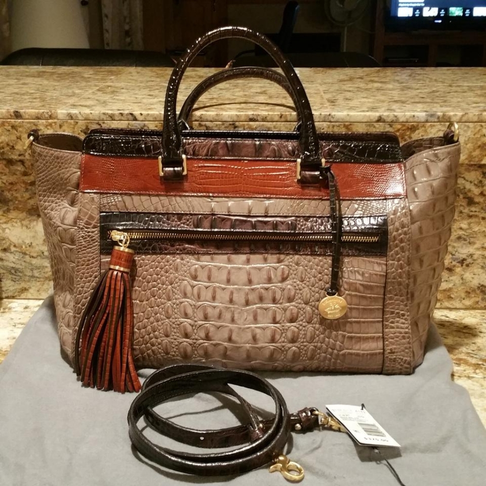 Brahmin Osprey Tri-Texture Leather Anna Satchel with Shoulder Strap❤️